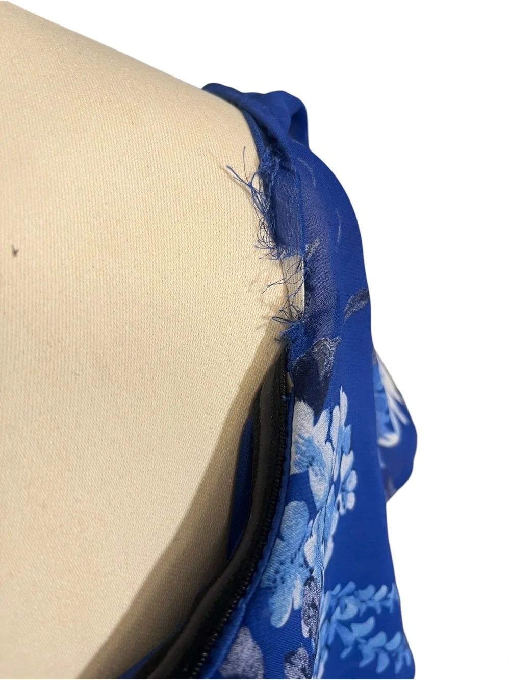 Crystal Doll Cobalt Blue Floral Dress with Black Trim ** small tear see photos** - Picture 7 of 7